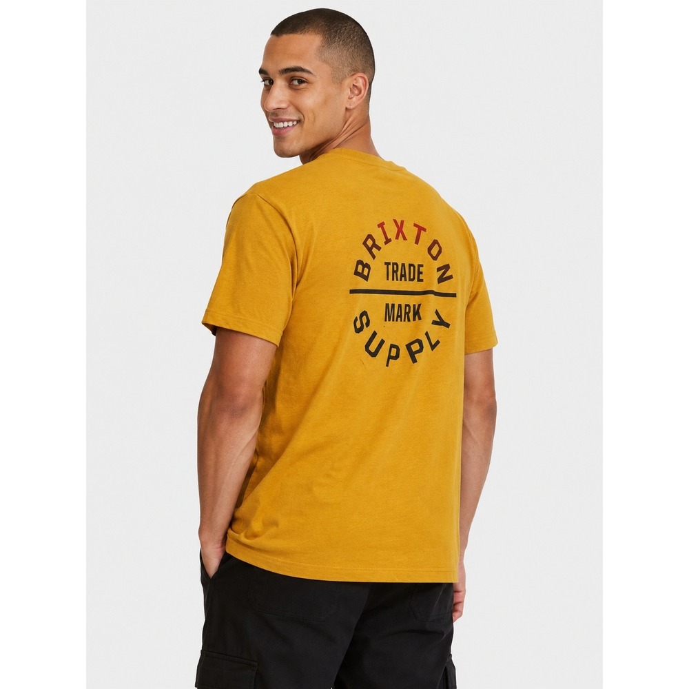 Brixton Oath V Graphic Tee 100% Cotton Antique Gold Mustard Yellow 3XL NWT New